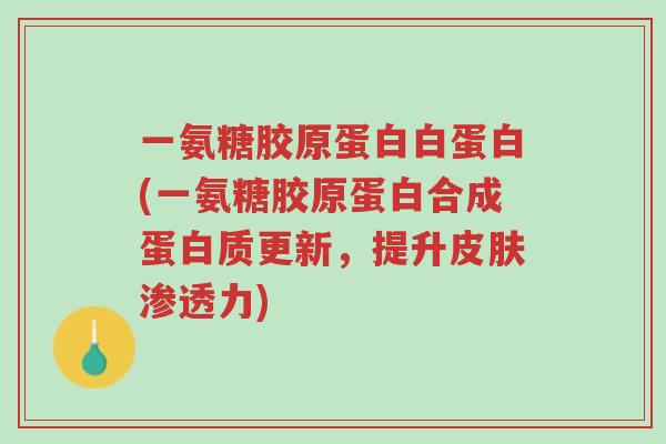 一氨糖胶原蛋白白蛋白(一氨糖胶原蛋白合成蛋白质更新,提升皮肤渗透力)-第1张图片-超越 一氨糖胶原蛋白白蛋白(一氨糖胶原蛋白合成蛋白质更新,提升皮肤渗透力)-第1张图片-超越