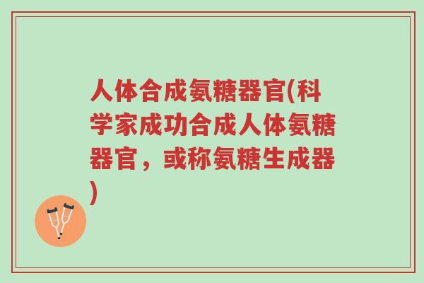 人体合成氨糖器官(科学家成功合成人体氨糖器官,或称氨糖生成器)-第1张图片-超越 人体合成氨糖器官(科学家成功合成人体氨糖器官,或称氨糖生成器)-第1张图片-超越