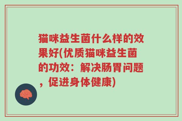 猫咪益生菌什么样的效果好(优质猫咪益生菌的功效:解决肠胃问题,促进身体健康)-第1张图片-超越 猫咪益生菌什么样的效果好(优质猫咪益生菌的功效:解决肠胃问题,促进身体健康)-第1张图片-超越