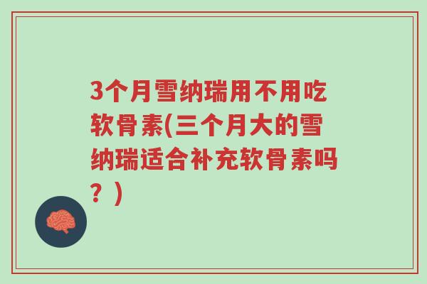 3个月雪纳瑞用不用吃软骨素(三个月大的雪纳瑞适合补充软骨素吗?)-第1张图片-超越 3个月雪纳瑞用不用吃软骨素(三个月大的雪纳瑞适合补充软骨素吗?)-第1张图片-超越