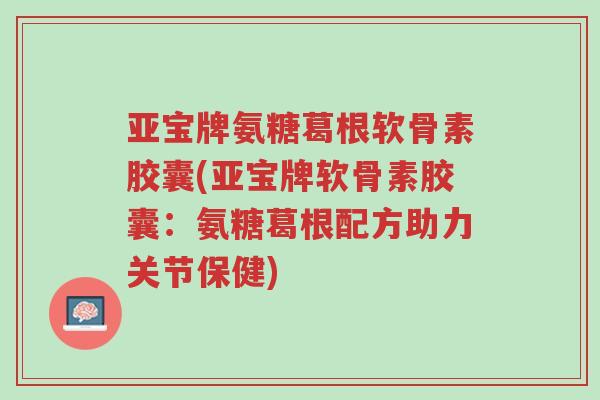 亚宝牌氨糖葛根软骨素胶囊(亚宝牌软骨素胶囊:氨糖葛根配方助力关节保健)-第1张图片-超越 亚宝牌氨糖葛根软骨素胶囊(亚宝牌软骨素胶囊:氨糖葛根配方助力关节保健)-第1张图片-超越