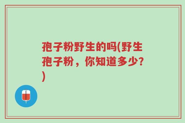 孢子粉野生的吗(野生孢子粉,你知道多少?)-第1张图片-超越 孢子粉野生的吗(野生孢子粉,你知道多少?)-第1张图片-超越