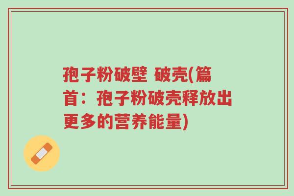 孢子粉破壁 破壳(篇首:孢子粉破壳释放出更多的营养能量)-第1张图片-超越 孢子粉破壁 破壳(篇首:孢子粉破壳释放出更多的营养能量)-第1张图片-超越