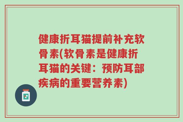 健康折耳猫提前补充软骨素(软骨素是健康折耳猫的关键：预防耳部疾病的重要营养素)-第1张图片-超越