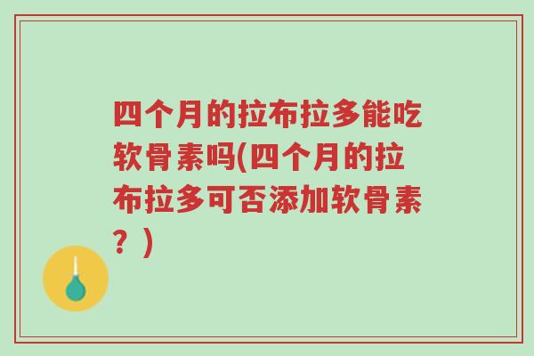 四个月的拉布拉多能吃软骨素吗(四个月的拉布拉多可否添加软骨素？)-第1张图片-超越