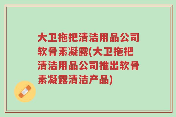 大卫拖把清洁用品公司软骨素凝露(大卫拖把清洁用品公司推出软骨素凝露清洁产品)-第1张图片-超越 大卫拖把清洁用品公司软骨素凝露(大卫拖把清洁用品公司推出软骨素凝露清洁产品)-第1张图片-超越