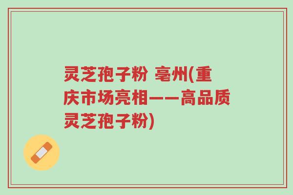 灵芝孢子粉 亳州(重庆市场亮相——高品质灵芝孢子粉)-第1张图片-超越 灵芝孢子粉 亳州(重庆市场亮相——高品质灵芝孢子粉)-第1张图片-超越