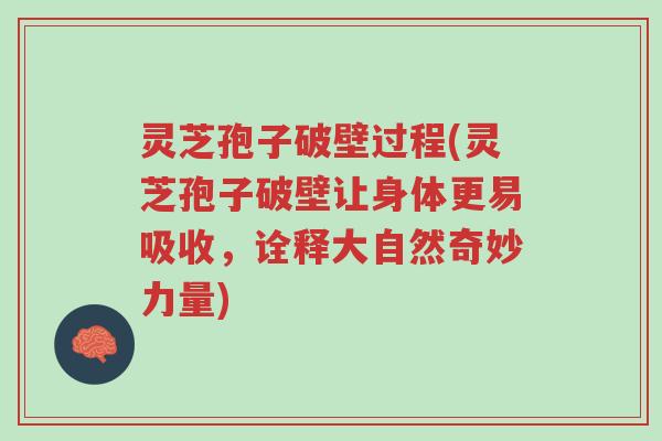 灵芝孢子破壁过程(灵芝孢子破壁让身体更易吸收,诠释大自然奇妙力量)-第1张图片-超越 灵芝孢子破壁过程(灵芝孢子破壁让身体更易吸收,诠释大自然奇妙力量)-第1张图片-超越