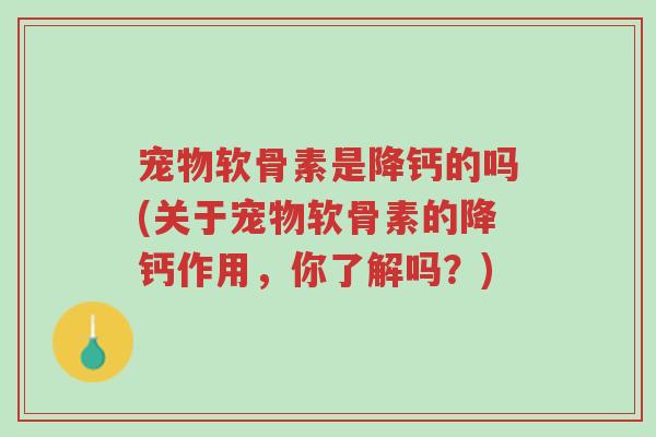 宠物软骨素是降钙的吗(关于宠物软骨素的降钙作用，你了解吗？)-第1张图片-超越