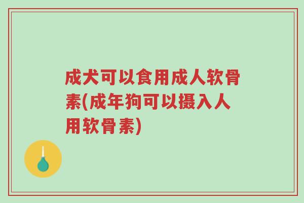 成犬可以食用成人软骨素(成年狗可以摄入人用软骨素)-第1张图片-超越 成犬可以食用成人软骨素(成年狗可以摄入人用软骨素)-第1张图片-超越