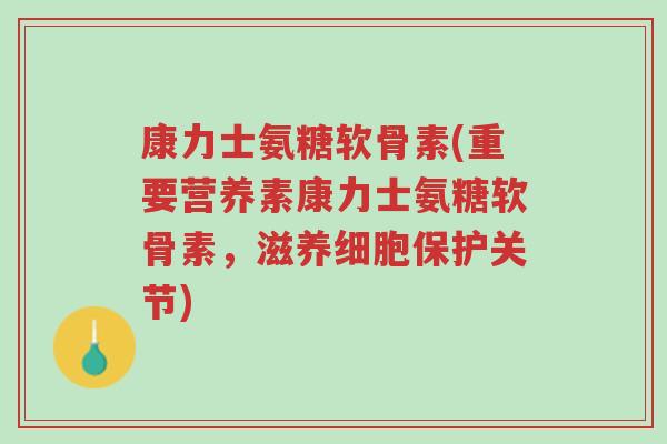 康力士氨糖软骨素(重要营养素康力士氨糖软骨素,滋养细胞保护关节)-第1张图片-超越 康力士氨糖软骨素(重要营养素康力士氨糖软骨素,滋养细胞保护关节)-第1张图片-超越
