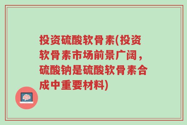 投资硫酸软骨素(投资软骨素市场前景广阔,硫酸钠是硫酸软骨素合成中重要材料)-第1张图片-超越 投资硫酸软骨素(投资软骨素市场前景广阔,硫酸钠是硫酸软骨素合成中重要材料)-第1张图片-超越