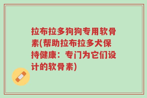 拉布拉多狗狗专用软骨素(帮助拉布拉多犬保持健康:专门为它们设计的软骨素)-第1张图片-超越 拉布拉多狗狗专用软骨素(帮助拉布拉多犬保持健康:专门为它们设计的软骨素)-第1张图片-超越