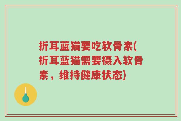 折耳蓝猫要吃软骨素(折耳蓝猫需要摄入软骨素,维持健康状态)-第1张图片-超越 折耳蓝猫要吃软骨素(折耳蓝猫需要摄入软骨素,维持健康状态)-第1张图片-超越