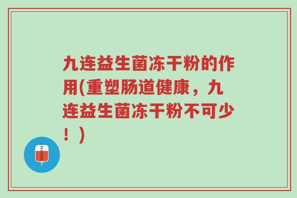 九连益生菌冻干粉的作用(重塑肠道健康,九连益生菌冻干粉不可少!)-第1张图片-超越 九连益生菌冻干粉的作用(重塑肠道健康,九连益生菌冻干粉不可少!)-第1张图片-超越