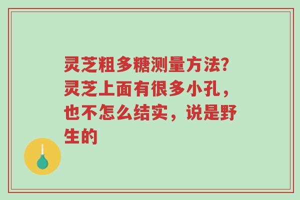 灵芝粗多糖测量方法?灵芝上面有很多小孔,也不怎么结实,说是野生的-第1张图片-超越 灵芝粗多糖测量方法?灵芝上面有很多小孔,也不怎么结实,说是野生的-第1张图片-超越