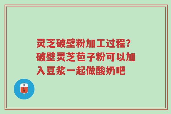 灵芝破壁粉加工过程？破壁灵芝苞子粉可以加入豆浆一起做酸奶吧-第1张图片-超越