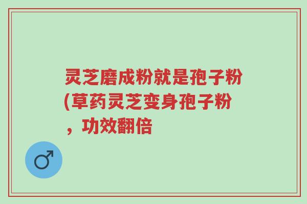 灵芝磨成粉就是孢子粉(草药灵芝变身孢子粉,功效翻倍-第1张图片-超越 灵芝磨成粉就是孢子粉(草药灵芝变身孢子粉,功效翻倍-第1张图片-超越