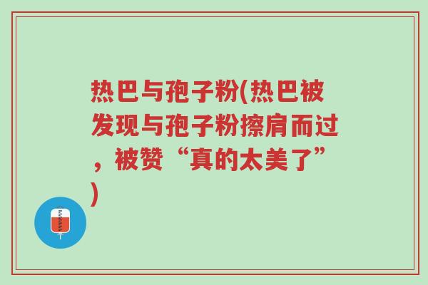 热巴与孢子粉(热巴被发现与孢子粉擦肩而过,被赞“真的太美了”)-第1张图片-超越 热巴与孢子粉(热巴被发现与孢子粉擦肩而过,被赞“真的太美了”)-第1张图片-超越