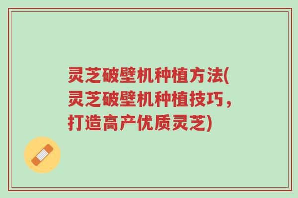 灵芝破壁机种植方法(灵芝破壁机种植技巧,打造高产优质灵芝)-第1张图片-超越 灵芝破壁机种植方法(灵芝破壁机种植技巧,打造高产优质灵芝)-第1张图片-超越