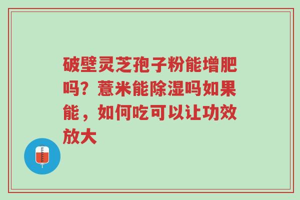 破壁灵芝孢子粉能增肥吗?薏米能除湿吗如果能,如何吃可以让功效放大-第1张图片-超越 破壁灵芝孢子粉能增肥吗?薏米能除湿吗如果能,如何吃可以让功效放大-第1张图片-超越