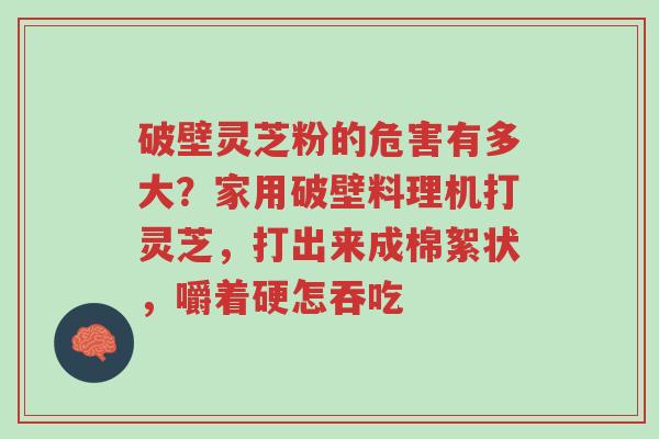 破壁灵芝粉的危害有多大?家用破壁料理机打灵芝,打出来成棉絮状,嚼着硬怎吞吃-第1张图片-超越 破壁灵芝粉的危害有多大?家用破壁料理机打灵芝,打出来成棉絮状,嚼着硬怎吞吃-第1张图片-超越