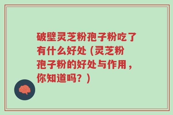 破壁灵芝粉孢子粉吃了有什么好处 (灵芝粉孢子粉的好处与作用,你知道吗?)-第1张图片-超越 破壁灵芝粉孢子粉吃了有什么好处 (灵芝粉孢子粉的好处与作用,你知道吗?)-第1张图片-超越