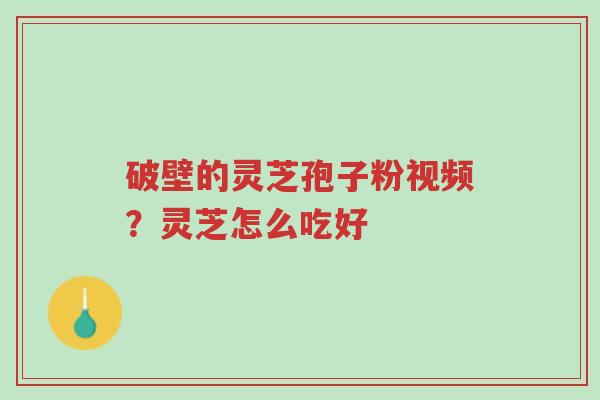 破壁的灵芝孢子粉视频?灵芝怎么吃好-第1张图片-超越 破壁的灵芝孢子粉视频?灵芝怎么吃好-第1张图片-超越
