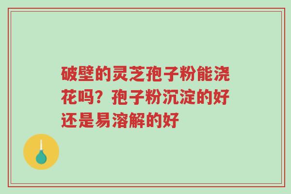 破壁的灵芝孢子粉能浇花吗?孢子粉沉淀的好还是易溶解的好-第1张图片-超越 破壁的灵芝孢子粉能浇花吗?孢子粉沉淀的好还是易溶解的好-第1张图片-超越