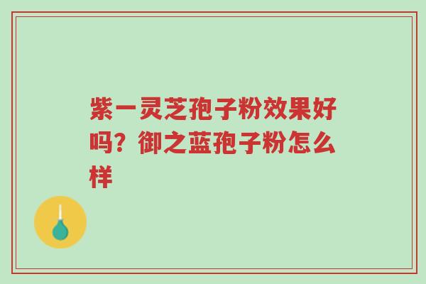 紫一灵芝孢子粉效果好吗?御之蓝孢子粉怎么样-第1张图片-超越 紫一灵芝孢子粉效果好吗?御之蓝孢子粉怎么样-第1张图片-超越