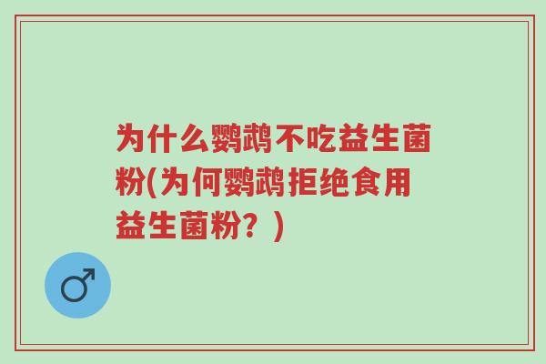 为什么鹦鹉不吃益生菌粉(为何鹦鹉拒绝食用益生菌粉?)-第1张图片-超越 为什么鹦鹉不吃益生菌粉(为何鹦鹉拒绝食用益生菌粉?)-第1张图片-超越