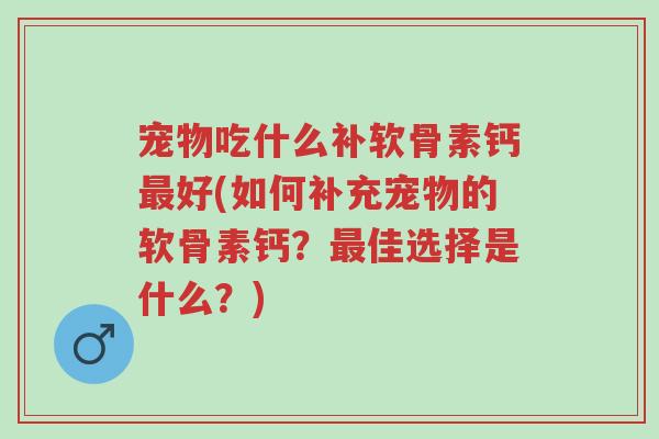 宠物吃什么补软骨素钙最好(如何补充宠物的软骨素钙?最佳选择是什么?)-第1张图片-超越 宠物吃什么补软骨素钙最好(如何补充宠物的软骨素钙?最佳选择是什么?)-第1张图片-超越