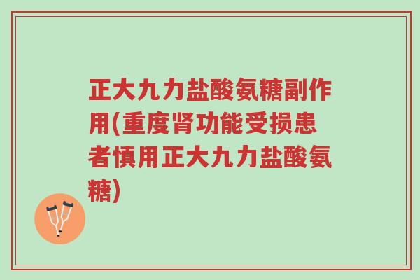 正大九力盐酸氨糖副作用(重度肾功能受损患者慎用正大九力盐酸氨糖)-第1张图片-超越 正大九力盐酸氨糖副作用(重度肾功能受损患者慎用正大九力盐酸氨糖)-第1张图片-超越