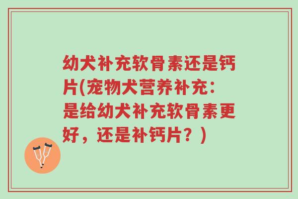 幼犬补充软骨素还是钙片(宠物犬营养补充:是给幼犬补充软骨素更好,还是补钙片?)-第1张图片-超越 幼犬补充软骨素还是钙片(宠物犬营养补充:是给幼犬补充软骨素更好,还是补钙片?)-第1张图片-超越