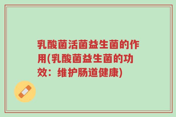 乳酸菌活菌益生菌的作用(乳酸菌益生菌的功效:维护肠道健康)-第1张图片-超越 乳酸菌活菌益生菌的作用(乳酸菌益生菌的功效:维护肠道健康)-第1张图片-超越