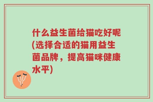 什么益生菌给猫吃好呢(选择合适的猫用益生菌品牌,提高猫咪健康水平)-第1张图片-超越 什么益生菌给猫吃好呢(选择合适的猫用益生菌品牌,提高猫咪健康水平)-第1张图片-超越