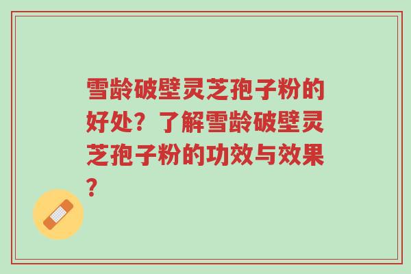 雪龄破壁灵芝孢子粉的好处?了解雪龄破壁灵芝孢子粉的功效与效果?-第1张图片-超越 雪龄破壁灵芝孢子粉的好处?了解雪龄破壁灵芝孢子粉的功效与效果?-第1张图片-超越