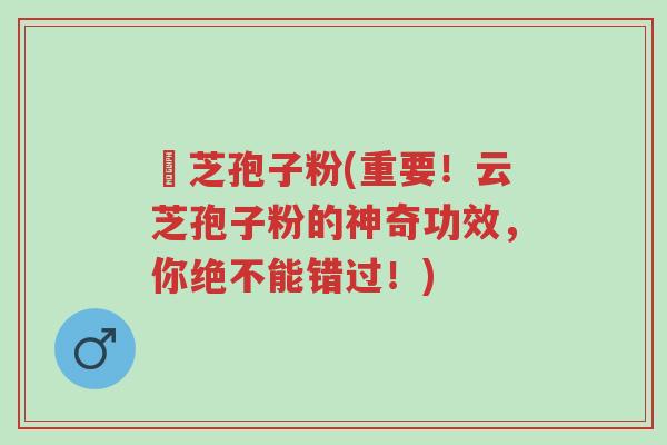 雲芝孢子粉(重要!云芝孢子粉的神奇功效,你绝不能错过!)-第1张图片-超越 雲芝孢子粉(重要!云芝孢子粉的神奇功效,你绝不能错过!)-第1张图片-超越