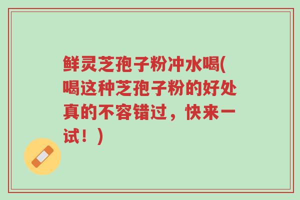 鲜灵芝孢子粉冲水喝(喝这种芝孢子粉的好处真的不容错过,快来一试!)-第1张图片-超越 鲜灵芝孢子粉冲水喝(喝这种芝孢子粉的好处真的不容错过,快来一试!)-第1张图片-超越