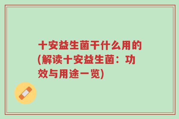 十安益生菌干什么用的(解读十安益生菌：功效与用途一览)-第1张图片-超越