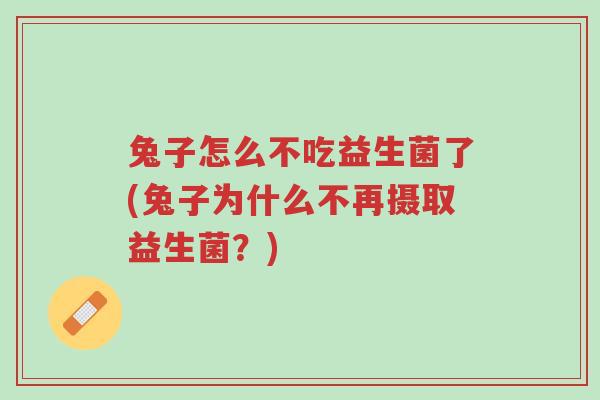 兔子怎么不吃益生菌了(兔子为什么不再摄取益生菌？)-第1张图片-超越