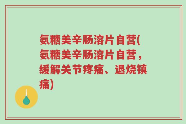 氨糖美辛肠溶片自营(氨糖美辛肠溶片自营,缓解关节疼痛、退烧镇痛)-第1张图片-超越 氨糖美辛肠溶片自营(氨糖美辛肠溶片自营,缓解关节疼痛、退烧镇痛)-第1张图片-超越