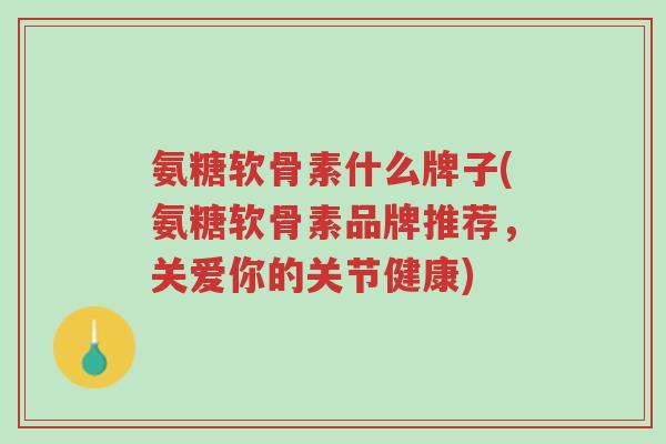 氨糖软骨素什么牌子(氨糖软骨素品牌推荐,关爱你的关节健康)-第1张图片-超越 氨糖软骨素什么牌子(氨糖软骨素品牌推荐,关爱你的关节健康)-第1张图片-超越