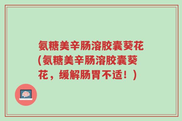氨糖美辛肠溶胶囊葵花(氨糖美辛肠溶胶囊葵花,缓解肠胃不适!)-第1张图片-超越 氨糖美辛肠溶胶囊葵花(氨糖美辛肠溶胶囊葵花,缓解肠胃不适!)-第1张图片-超越
