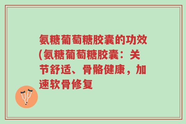 氨糖葡萄糖胶囊的功效(氨糖葡萄糖胶囊:关节舒适、骨骼健康,加速软骨修复-第1张图片-超越 氨糖葡萄糖胶囊的功效(氨糖葡萄糖胶囊:关节舒适、骨骼健康,加速软骨修复-第1张图片-超越