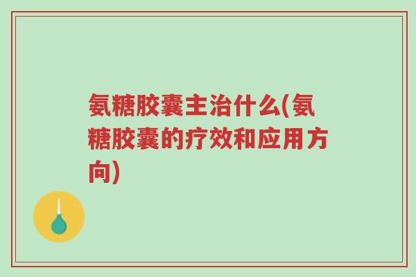 氨糖胶囊主治什么(氨糖胶囊的疗效和应用方向)-第1张图片-超越 氨糖胶囊主治什么(氨糖胶囊的疗效和应用方向)-第1张图片-超越