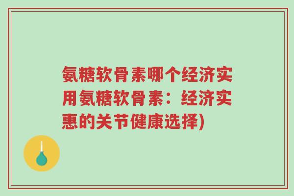 氨糖软骨素哪个经济实用氨糖软骨素:经济实惠的关节健康选择)-第1张图片-超越 氨糖软骨素哪个经济实用氨糖软骨素:经济实惠的关节健康选择)-第1张图片-超越