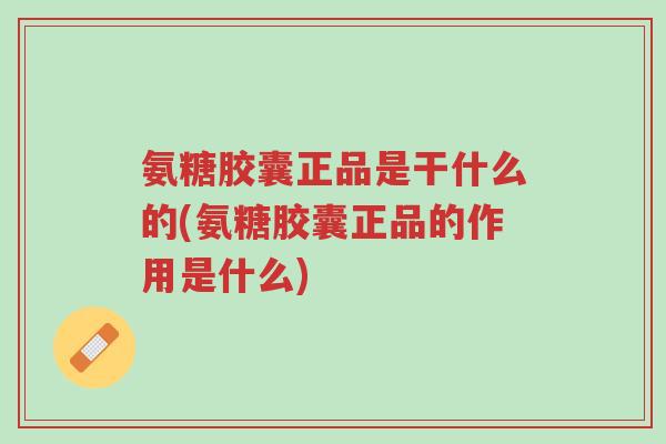 氨糖胶囊正品是干什么的(氨糖胶囊正品的作用是什么)-第1张图片-超越 氨糖胶囊正品是干什么的(氨糖胶囊正品的作用是什么)-第1张图片-超越