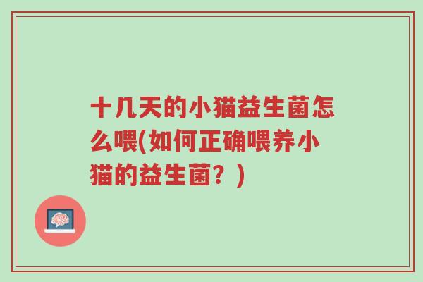 十几天的小猫益生菌怎么喂(如何正确喂养小猫的益生菌?)-第1张图片-超越 十几天的小猫益生菌怎么喂(如何正确喂养小猫的益生菌?)-第1张图片-超越