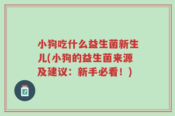 小狗吃什么益生菌新生儿(小狗的益生菌来源及建议:新手必看!)-第1张图片-超越 小狗吃什么益生菌新生儿(小狗的益生菌来源及建议:新手必看!)-第1张图片-超越